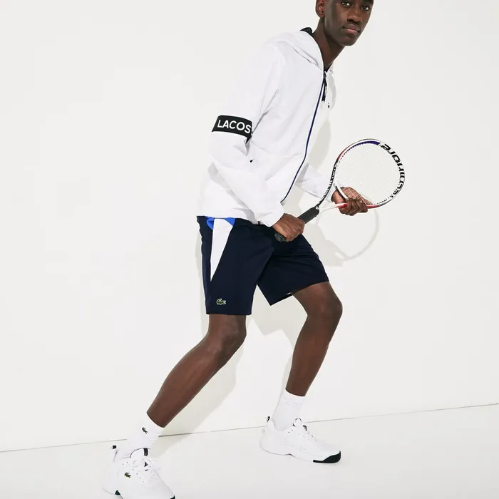 SPORT Lightweight Colorblock Tennis Shorts Navy BlueBlueWhite Mens Lacoste Pants and Shorts Gift Ideas