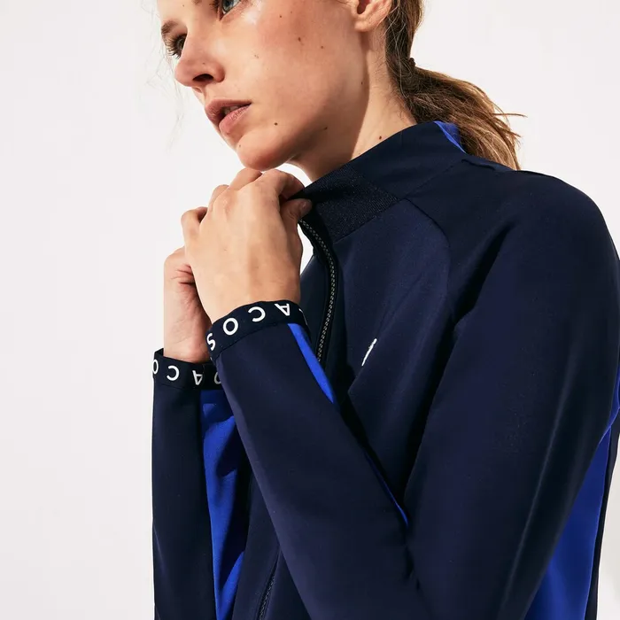 SPORT Lightweight Neoprene Tennis ZipUp Navy BlueBlueNavy BlueWhite Womens Lacoste Sweaters and Sweatshirts Cheap On Sale