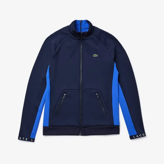 SPORT Lightweight Neoprene Tennis ZipUp Navy BlueBlueNavy BlueWhite Womens Lacoste Sweaters and Sweatshirts Cheap On Sale