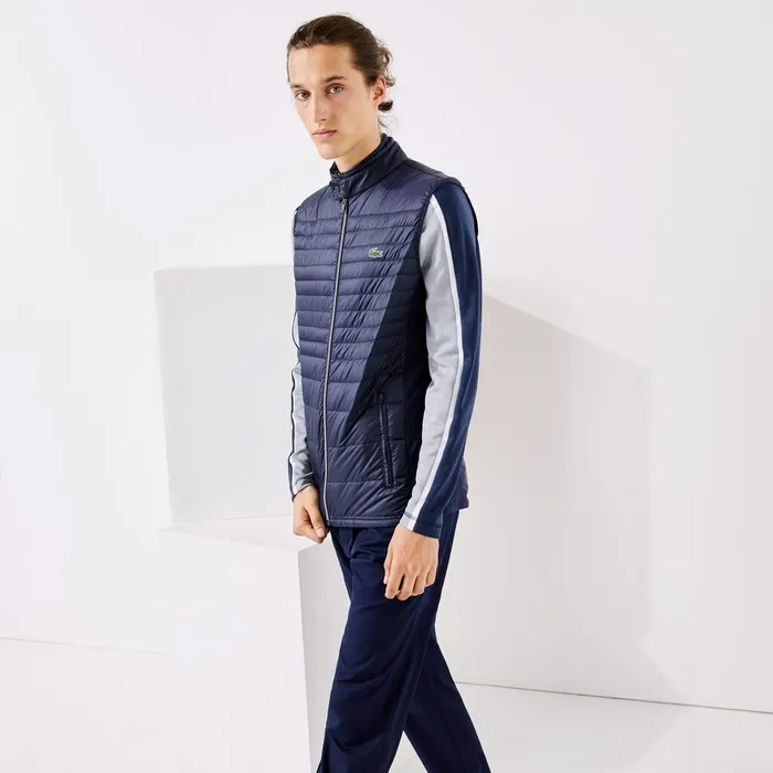 SPORT Lightweight WaterResistant Quilted Vest Navy Blue Mens Lacoste Jackets and Coats Online Outlet Store