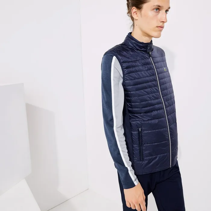 SPORT Lightweight WaterResistant Quilted Vest Navy Blue Mens Lacoste Jackets and Coats Online Outlet Store