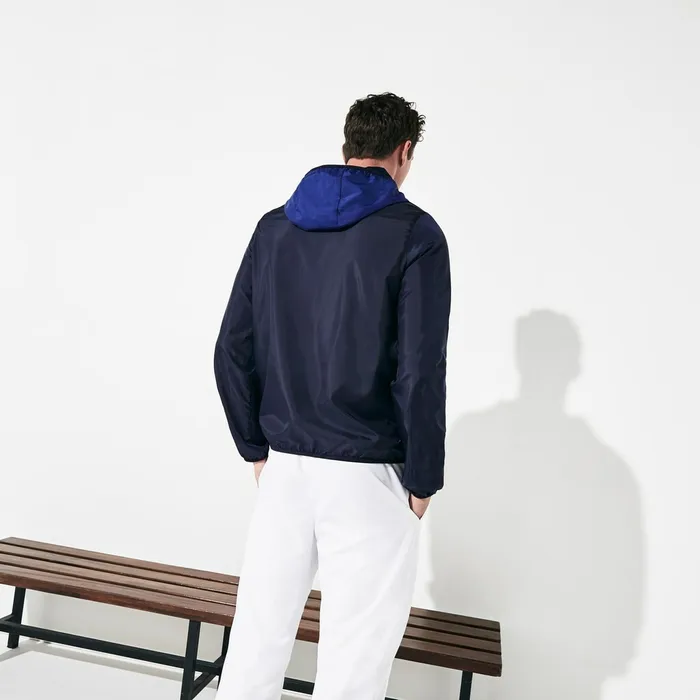 SPORT Lightweight WaterResistant Windbreaker Navy Blue Mens Lacoste Jackets and Coats On Sale