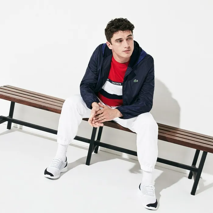 SPORT Lightweight WaterResistant Windbreaker Navy Blue Mens Lacoste Jackets and Coats On Sale
