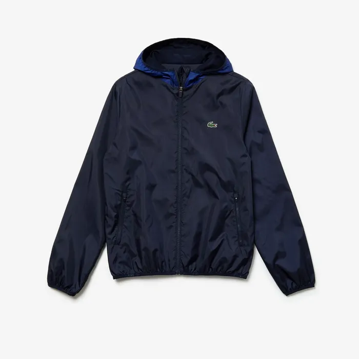 SPORT Lightweight WaterResistant Windbreaker Navy Blue Mens Lacoste Jackets and Coats On Sale