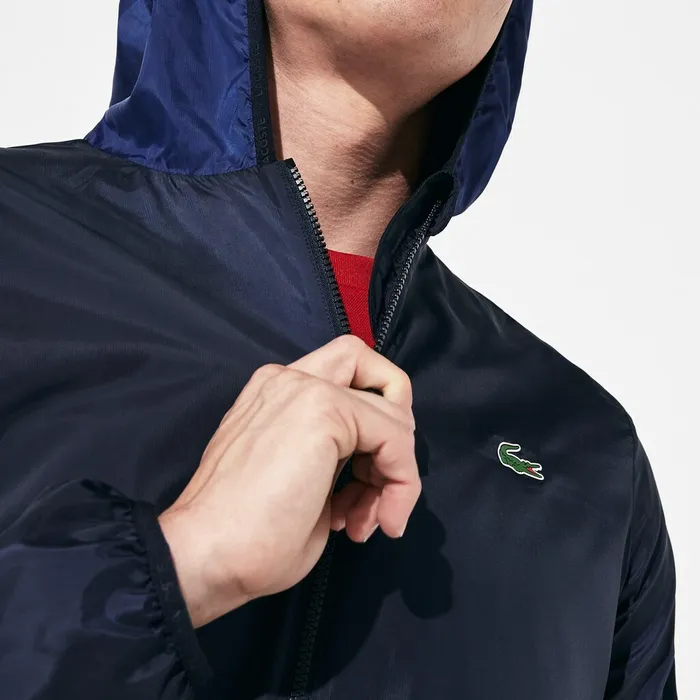 SPORT Lightweight WaterResistant Windbreaker Navy Blue Mens Lacoste Jackets and Coats On Sale