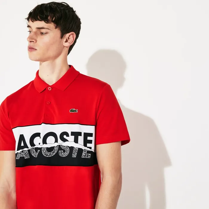 SPORT LogoGraphic Lightweight Polo RedBlackWhite Mens Lacoste Polos Near Me