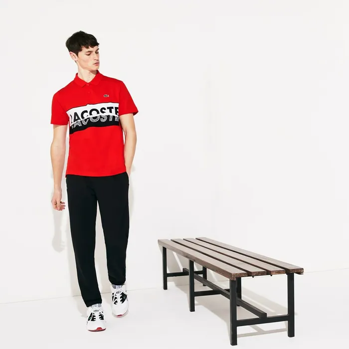 SPORT LogoGraphic Lightweight Polo RedBlackWhite Mens Lacoste Polos Near Me