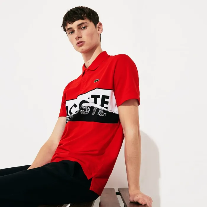 SPORT LogoGraphic Lightweight Polo RedBlackWhite Mens Lacoste Polos Near Me