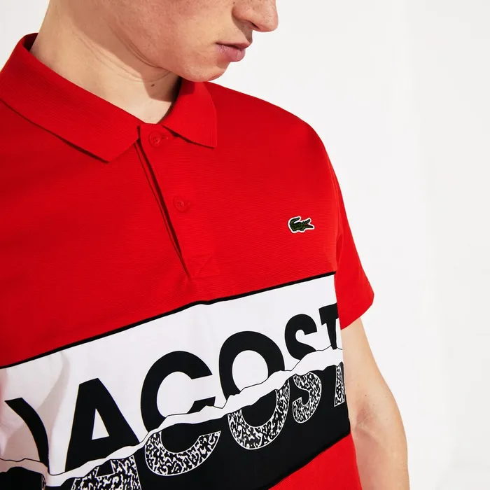 SPORT LogoGraphic Lightweight Polo RedBlackWhite Mens Lacoste Polos Near Me