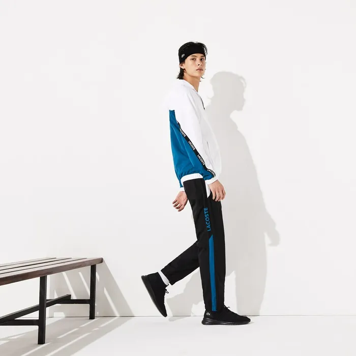 SPORT Logo TwoTone Jacket WhiteBlueBlackWhite Mens Lacoste Jackets and Coats Online Outlet Store