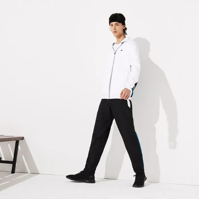 SPORT Logo TwoTone Jacket WhiteBlueBlackWhite Mens Lacoste Jackets and Coats Online Outlet Store
