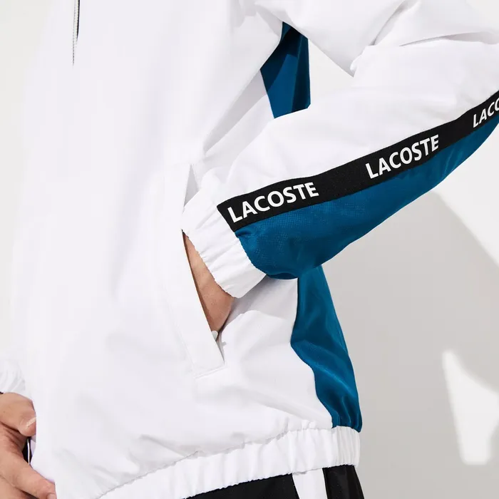 SPORT Logo TwoTone Jacket WhiteBlueBlackWhite Mens Lacoste Jackets and Coats Online Outlet Store