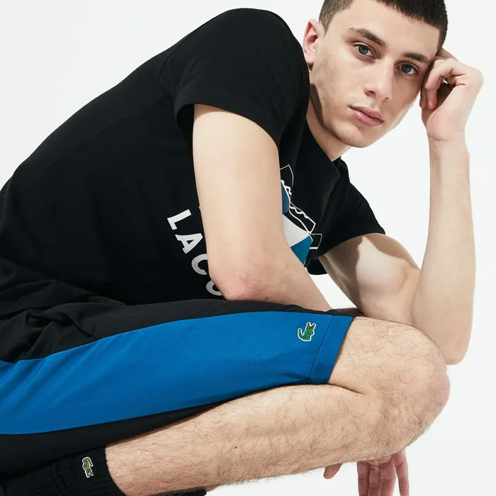 SPORT Logo TwoTone Shorts BlackBlueWhite Mens Lacoste Pants and Shorts Gift 4 You SPORT Logo TwoTone Shorts BlackBlueWhite Mens Lacoste Pants and Shorts Gift 4 You