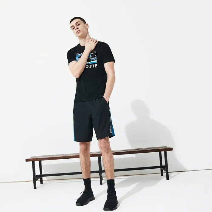SPORT Logo TwoTone Shorts BlackBlueWhite Mens Lacoste Pants and Shorts Gift 4 You
