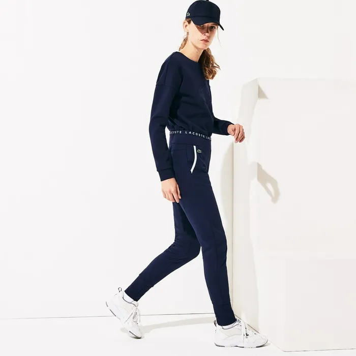 SPORT LogoWaist Tennis Track Pants Navy BlueWhiteNavy Blue Womens Lacoste Pants and Shorts Store