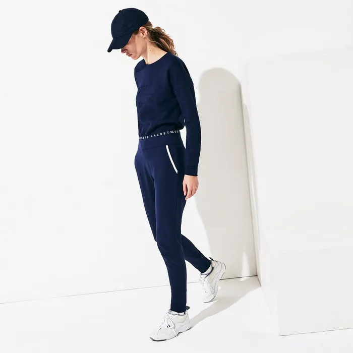 SPORT LogoWaist Tennis Track Pants Navy BlueWhiteNavy Blue Womens Lacoste Pants and Shorts Store