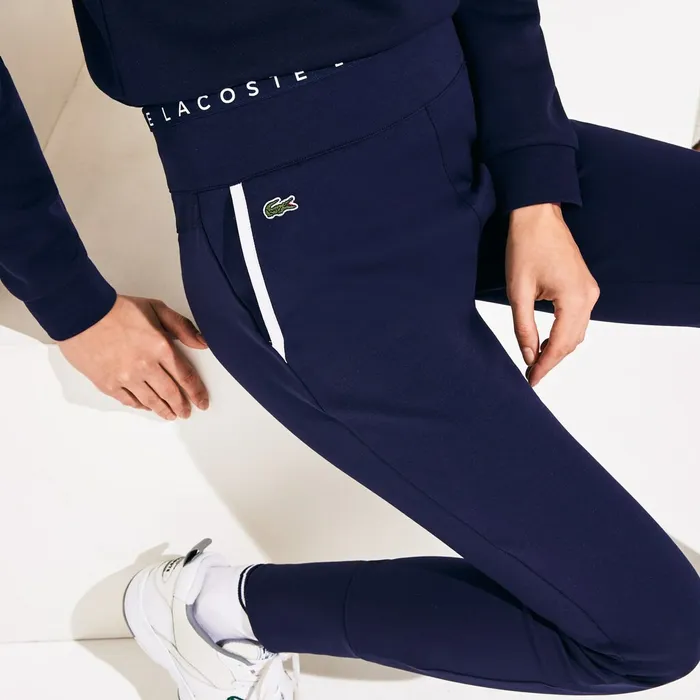 SPORT LogoWaist Tennis Track Pants Navy BlueWhiteNavy Blue Womens Lacoste Pants and Shorts Store