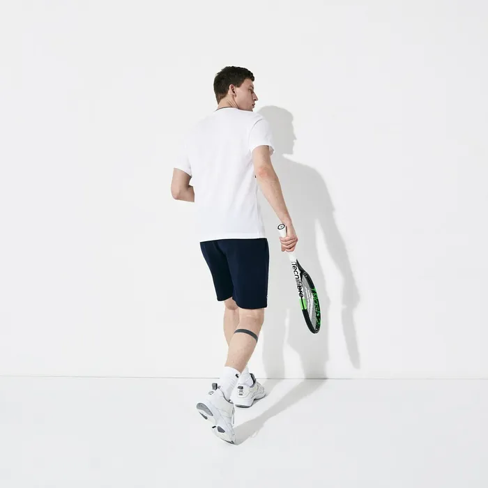 SPORT Mesh Inset Cotton Tshirt WhiteBlueNavy Blue Mens Lacoste TShirts Online Outlet Store