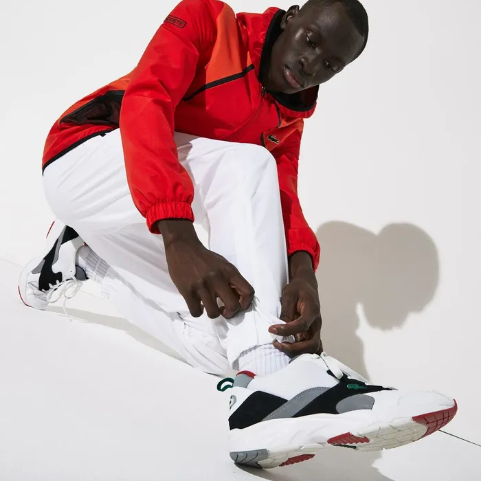 SPORT Mesh Inset Hooded Colorblock Tracksuit RedWhiteBlack Mens Lacoste Pants and Shorts USA SPORT Mesh Inset Hooded Colorblock Tracksuit RedWhiteBlack Mens Lacoste Pants and Shorts USA