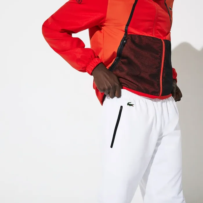 SPORT Mesh Inset Hooded Colorblock Tracksuit RedWhiteBlack Mens Lacoste Tracksuits Gift Ideas