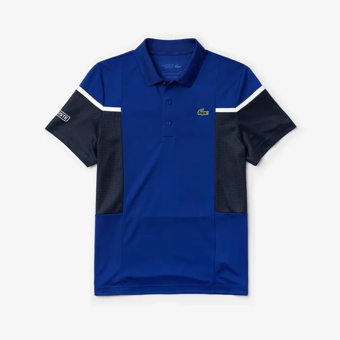 SPORT Mesh Panel Breathable Tennis Polo Shirt BlueBlackWhite Mens Lacoste Polos For Sale