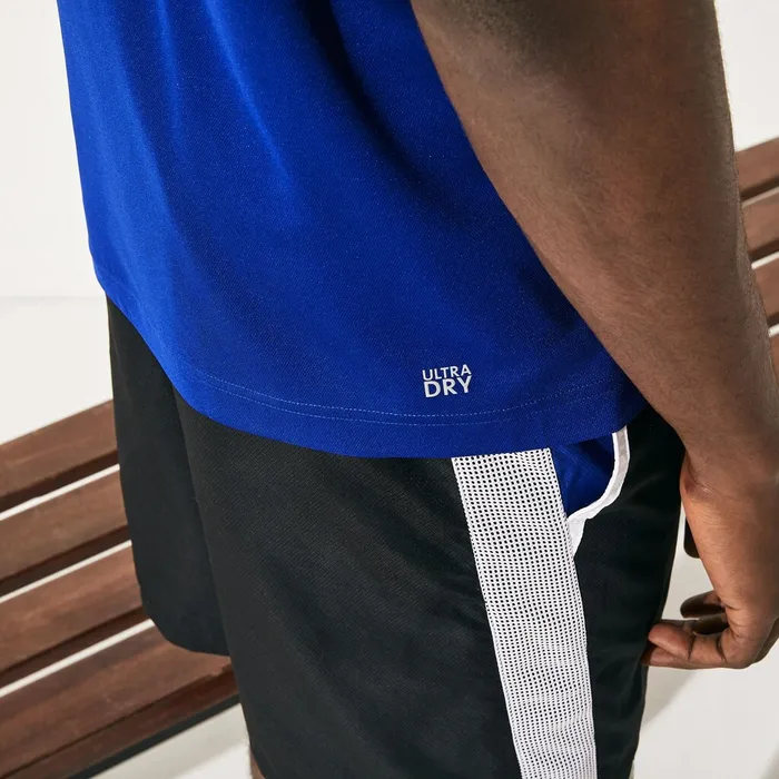 SPORT Mesh Panel Breathable Tennis Polo Shirt BlueBlackWhite Mens Lacoste Polos For Sale