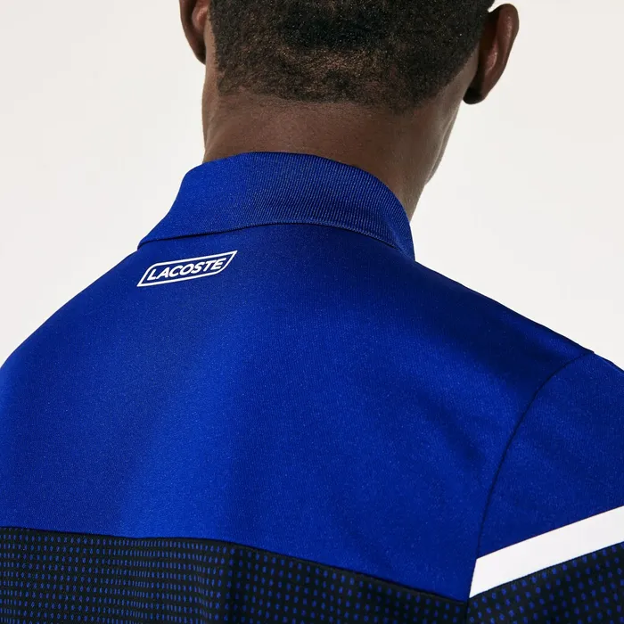 SPORT Mesh Panel Breathable Tennis Polo Shirt BlueBlackWhite Mens Lacoste Polos For Sale