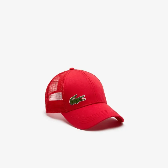 SPORT Mesh Panel Cotton Cap Red Mens Lacoste Caps and Hats On Sale