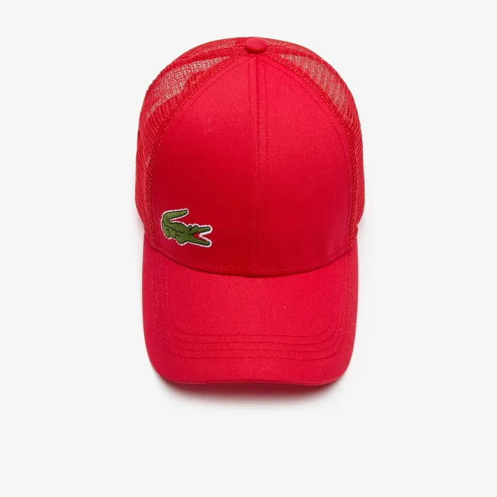 SPORT Mesh Panel Cotton Cap Red Mens Lacoste Caps and Hats On Sale