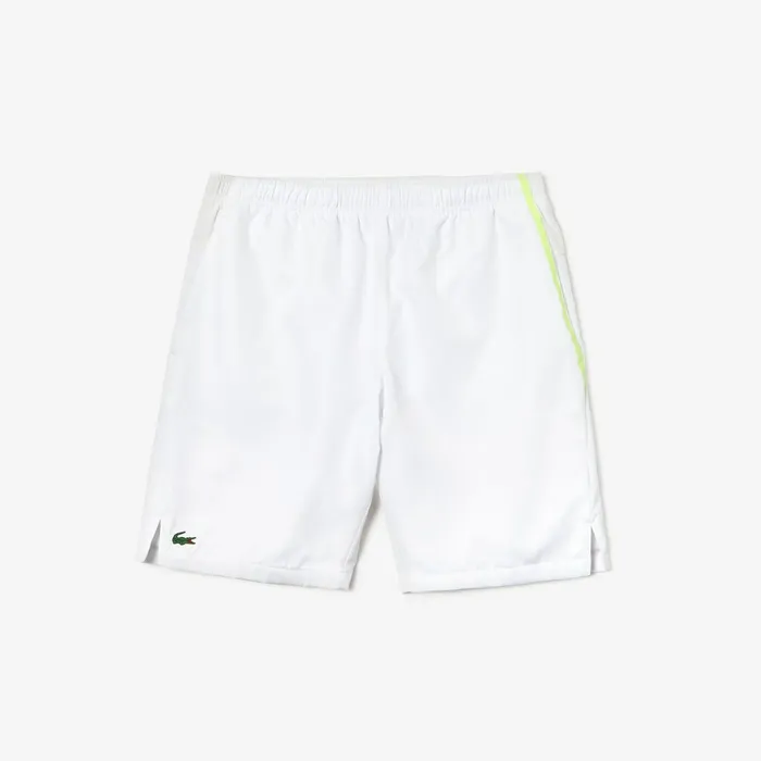 SPORT MeshPanel Tennis Shorts WhiteFlashy Yellow Mens Lacoste Pants and Shorts Store