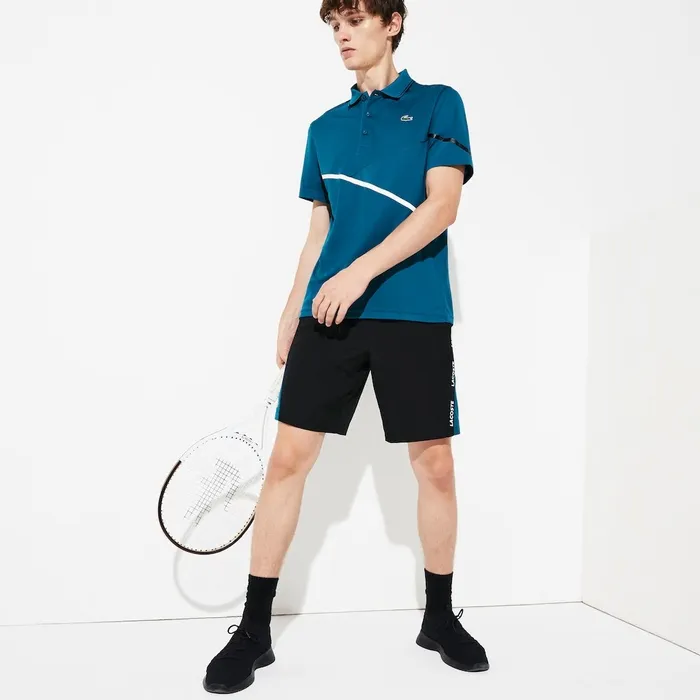SPORT MeshPaneled Piqu Tennis Polo BlueWhiteBlack Mens Lacoste Polos Shop Online