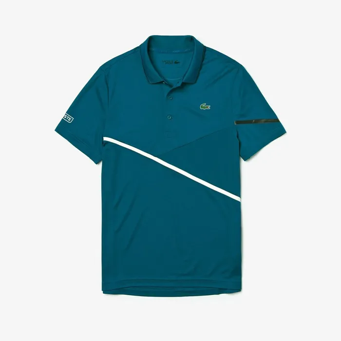 SPORT MeshPaneled Piqu Tennis Polo BlueWhiteBlack Mens Lacoste Polos Shop Online