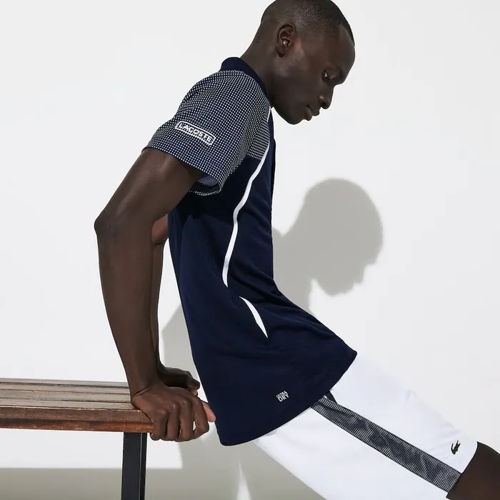SPORT Mesh Sleeved Breathable Tennis Polo Shirt Navy BlueWhite Mens Lacoste Polos Outlet SPORT Mesh Sleeved Breathable Tennis Polo Shirt Navy BlueWhite Mens Lacoste Polos Outlet