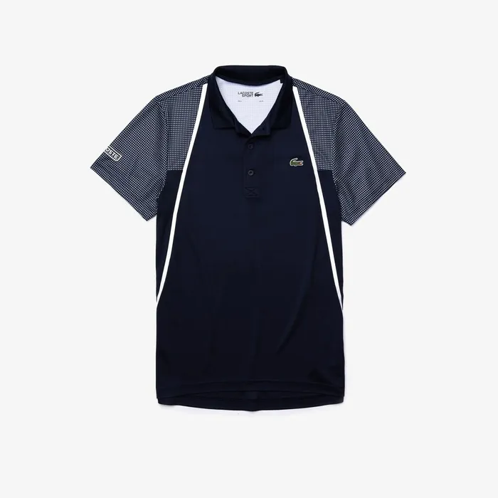 SPORT Mesh Sleeved Breathable Tennis Polo Shirt Navy BlueWhite Mens Lacoste Polos Outlet