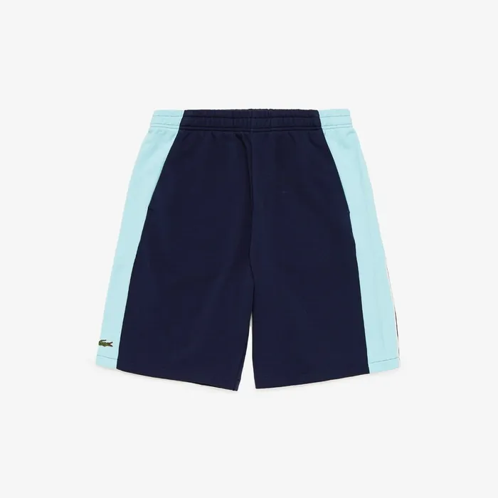 SPORT Miami Open Colorblock Fleece Shorts Navy BlueTurquoiseWhite Mens Lacoste Pants and Shorts For Sale SPORT Miami Open Colorblock Fleece Shorts Navy BlueTurquoiseWhite Mens Lacoste Pants and Shorts For Sale