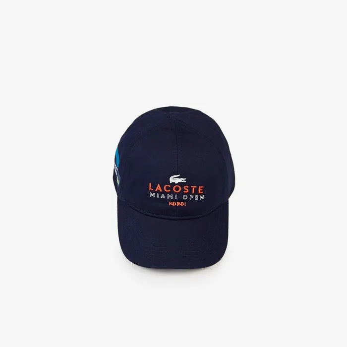 SPORT Miami Open Cotton Cap Navy BlueOrangeWhite Mens Lacoste Caps and Hats Online Outlet Store