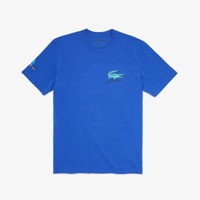 SPORT Miami Open Crew Neck Graphic Tee Blue Mens Lacoste TShirts Gift for Friend