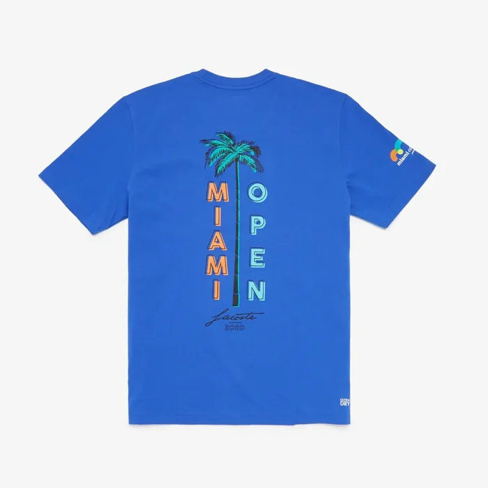SPORT Miami Open Crew Neck Graphic Tee Blue Mens Lacoste TShirts Gift for Friend