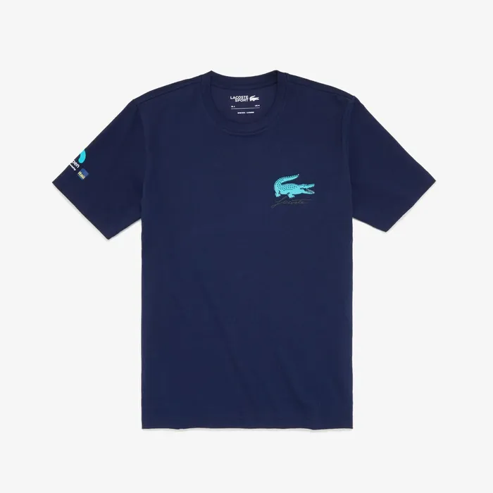 SPORT Miami Open Crew Neck Graphic Tee Navy Blue Mens Lacoste TShirts Shop Online
