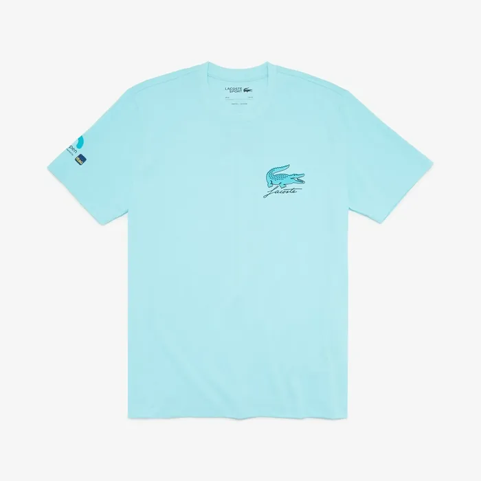 SPORT Miami Open Crew Neck Graphic Tee Turquoise Mens Lacoste TShirts On Sale