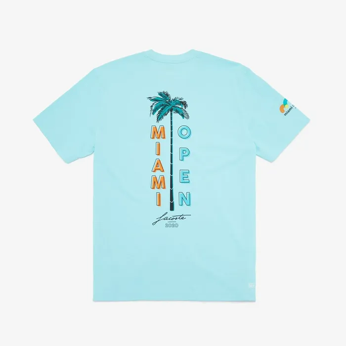 SPORT Miami Open Crew Neck Graphic Tee Turquoise Mens Lacoste TShirts On Sale