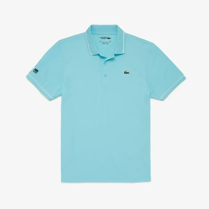 SPORT Miami Open Edition Technical Piqu Polo TurquoiseWhite Mens Lacoste Polos Gift Ideas SPORT Miami Open Edition Technical Piqu Polo TurquoiseWhite Mens Lacoste Polos Gift Ideas