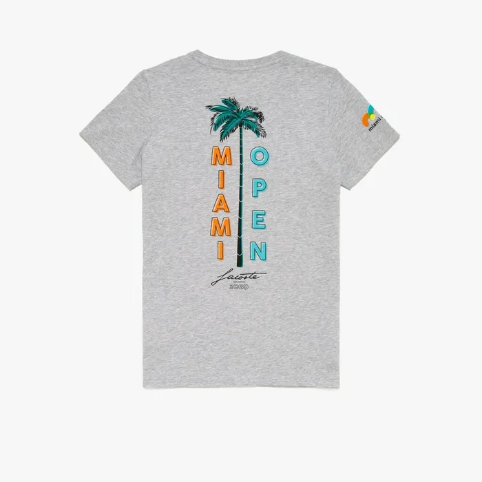 SPORT Miami Open Palm Tree Print Tshirt Grey Chine Womens Lacoste TShirts Online Outlet Store