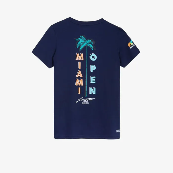 SPORT Miami Open Palm Tree Print Tshirt Navy Blue Womens Lacoste TShirts Gift 4 You