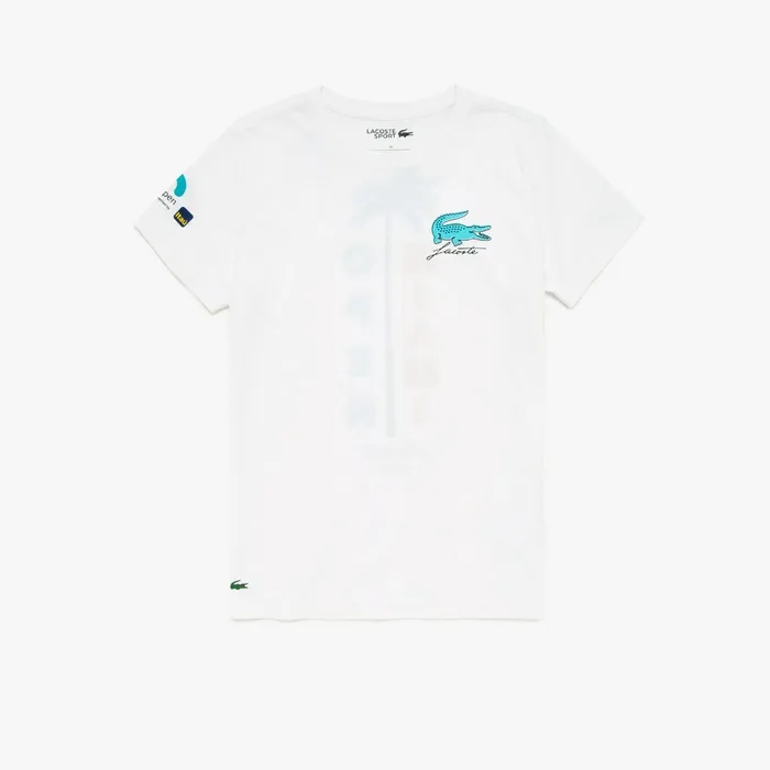SPORT Miami Open Palm Tree Print Tshirt White Womens Lacoste TShirts USA
