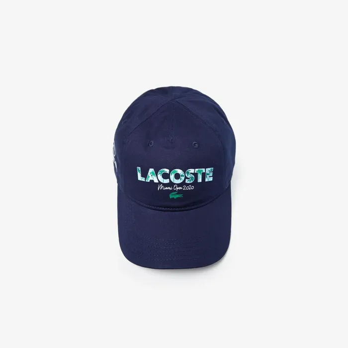 SPORT Miami Open Print Cotton Cap Navy BlueWhite Mens Lacoste Caps and Hats Online Outlet Store