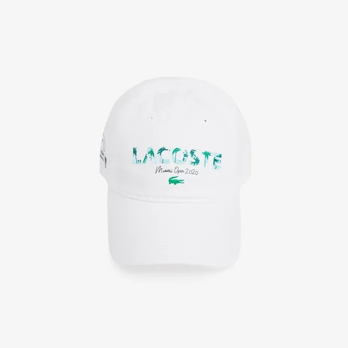 SPORT Miami Open Print Cotton Cap WhiteNavy Blue Mens Lacoste Caps and Hats Online Outlet Store