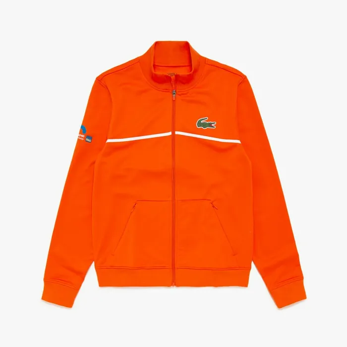 SPORT Miami Open Resistant Piqu Zip Jacket OrangeWhite Mens Lacoste Sweatshirts Online Store