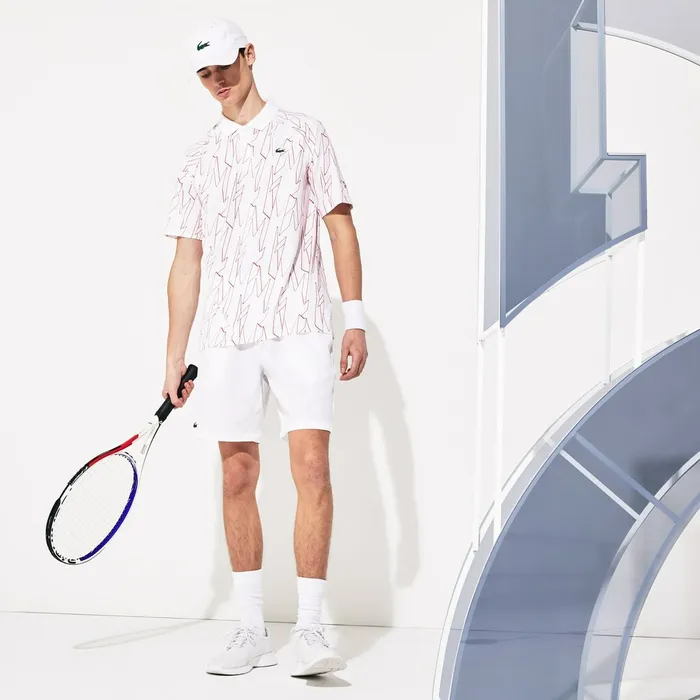 SPORT Novak Djokovic Breathable Stretch Shorts White Mens Lacoste Pants and Shorts Gift for Friend