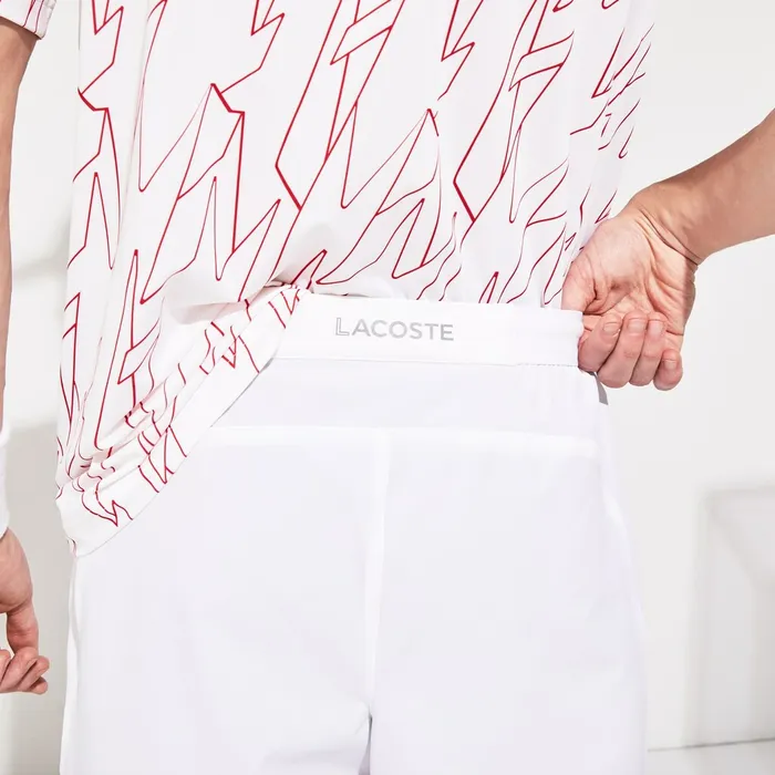 SPORT Novak Djokovic Breathable Stretch Shorts White Mens Lacoste Pants and Shorts Gift for Friend
